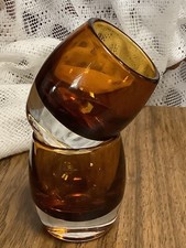 2 Portacandele Votivo Topazio Diva Ambra Vetro Soffiato a Mano