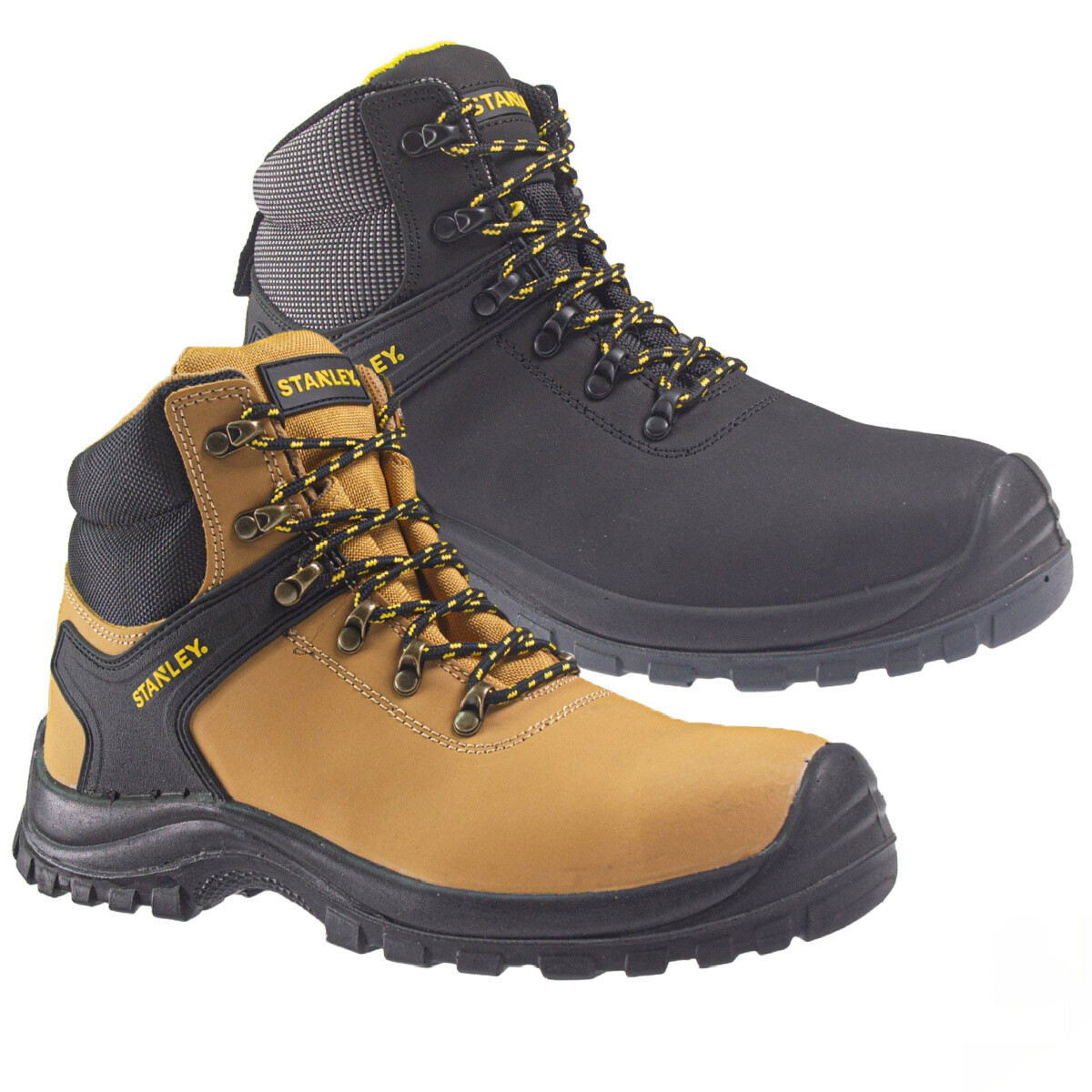 MENS STANLEY BOOTS LEATHER ANKLE SAFETY STEEL TOE CAP WORK BOOTS HIKER  SHOES NEW - Main Image