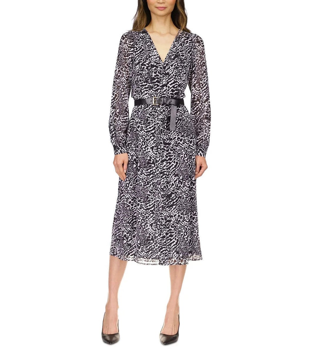 MICHAEL MICHAEL KORS Petite Animal-Print Kate Belted Dress 8B 1935-P