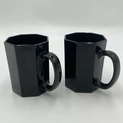 Vintage Arcoroc Octime Black Coffee Mugs, Cups Set of 2, Made in France