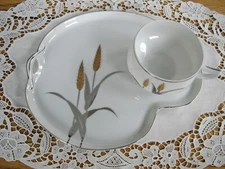 Vintage ARITA Hand Painted Silver Wheat Japan Teacup & Plate Breakfast Set ~ 