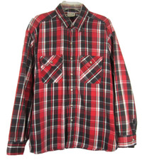 Vintage FIVE BROTHER Thick Flannel Shirt Men's 2XL Black Red Plaid Made in USA