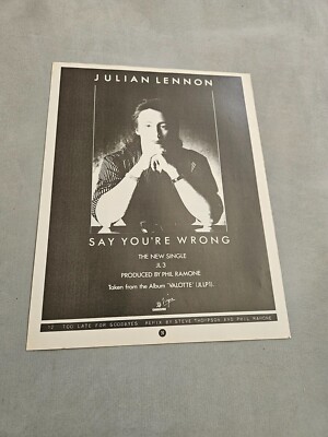 TPEEP184 MAGAZINE ADVERT 11X8'' JULIAN LENNON - SAY YOU'RE WRONG