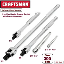 CRAFTSMAN 3 pc Flex Arm Handle Breaker Bar Set w 2 Extensions
