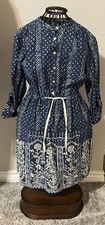 MEADOW RUE Anila Shirt Dress Button Front Tie Waist Chambray sz.2P