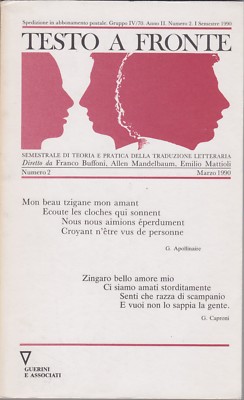 Testo a fronte, 1990, rivista letteraria, Gerini e associati, Szondi, Gadamer