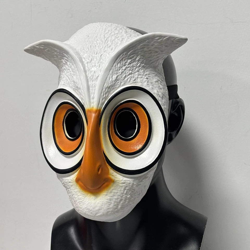Máscara de búho de dibujos animados completa sobre la cabeza látex pájaro disfraz accesorios Foto 3 de 4