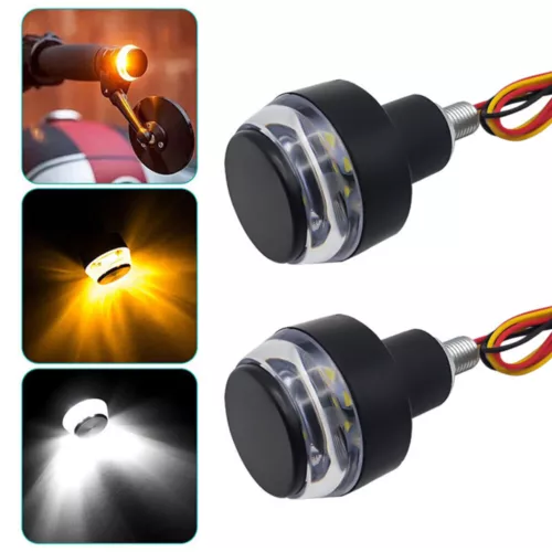 2x Motorcycle Turn Signal LED Lamp Indicator Handle Bar End Handlebar Light