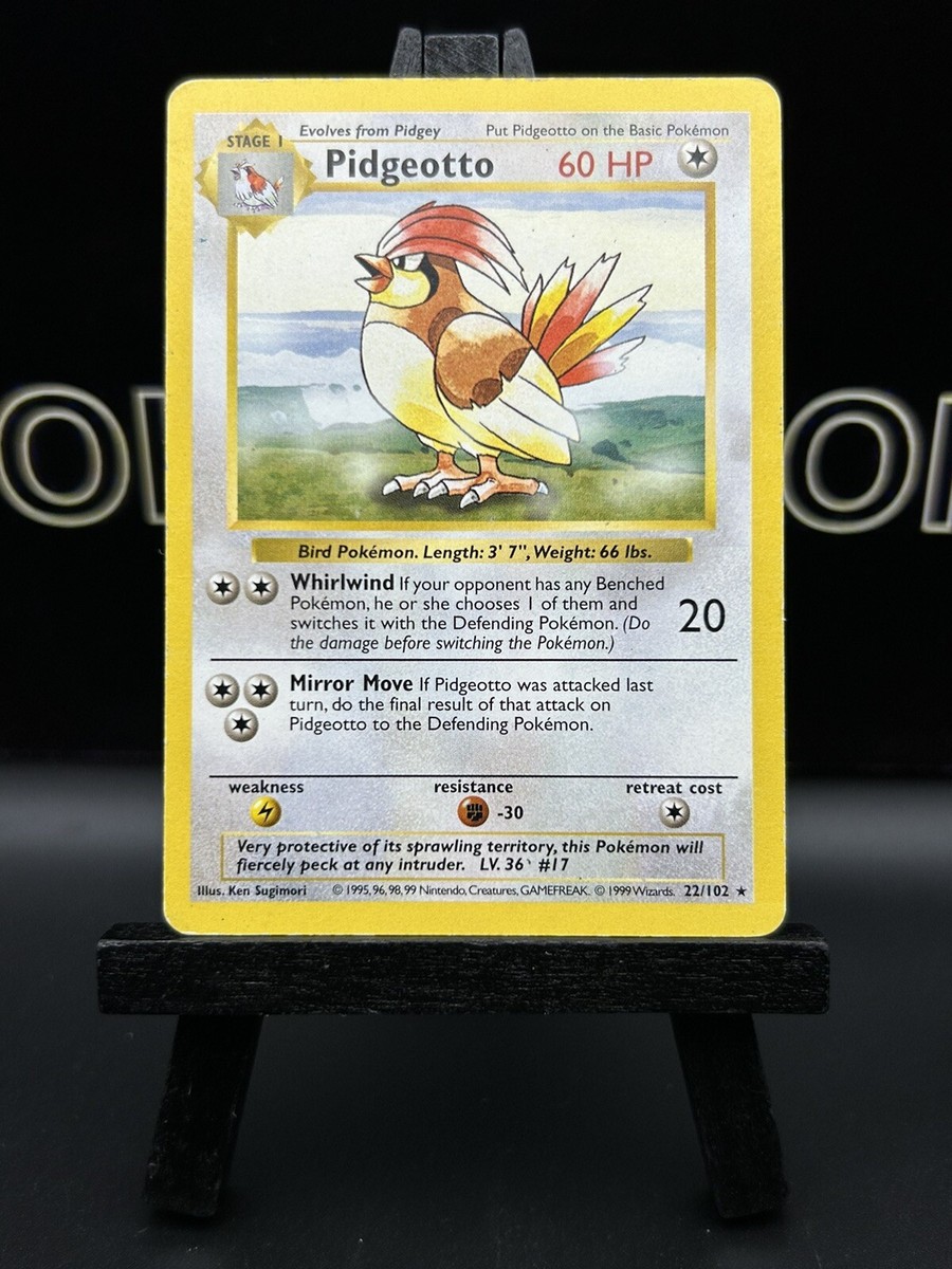 Pidgeotto 22/102 Shadowless Base Set Rare Pokemon Card WOTC | eBay