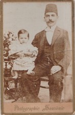 1914 OTTOMAN VINTAGE CABIN PHOTOGRAPH - BABY AND FATHER