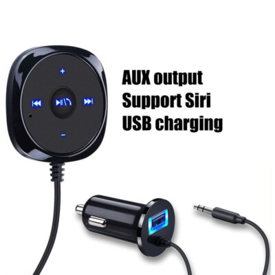 Bluetooth Wireless Handsfree USB Charger Car AUX Audio Stereo Long Cable Receive