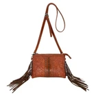 Side Fringe Floral Embossed Bag Purse Shoulder Western Bag