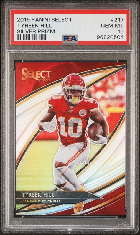Tyreek Hill 2019 Panini Select Field Level Silver Prizm Card #217 PSA 10
