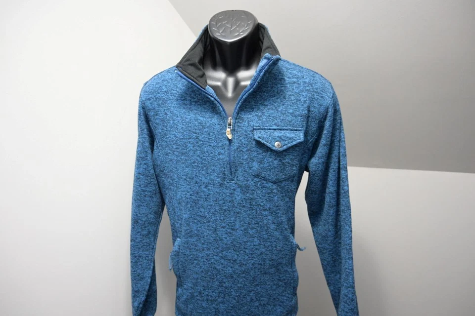 Mountain хаки флисовая куртка 1/4 молнии лагерь треккинг Marled синий размер средний - Изображение 2 из 4