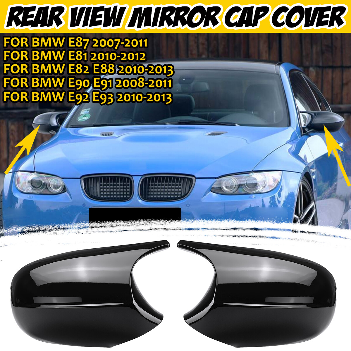 2 Tappi Specchietti Retrovisori Per BMW Serie 3 E81 E82 E87 E90 E91 E92 E93 - Nero