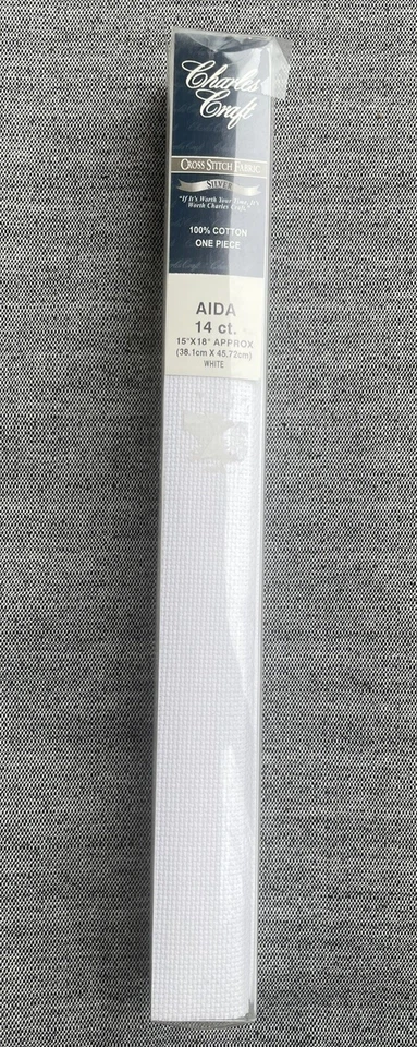 Charles Craft Cross Stitch Aida 14 ct Fabric Silver Label NEW OPENED 15" by 18" - Image 2 of 3