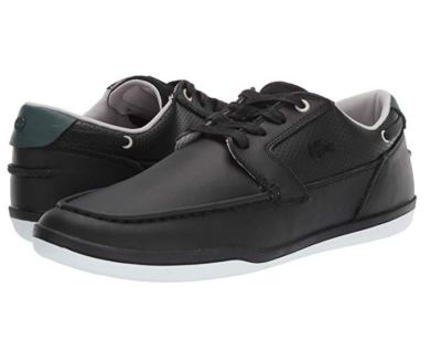 NEW Men's Lacoste US EU Black Leather Deck Minimal