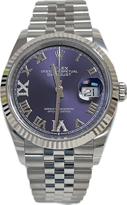 Rolex Datejust 36mm SS Stainless Steel 126234 Aubergine Purple Diamond Jubilee