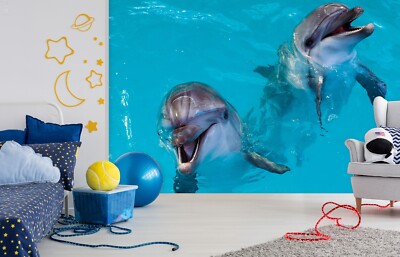 3D Animal Dolphin ZHUA4551 Wallpaper Wall Murals Removable Self-adhesive Ann 24