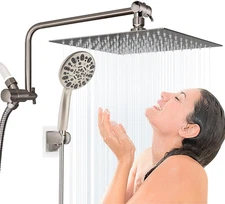 Hygie Rinse High Pressure Showerhead Combo, 10-Inch All Metal Rainfall Shower 