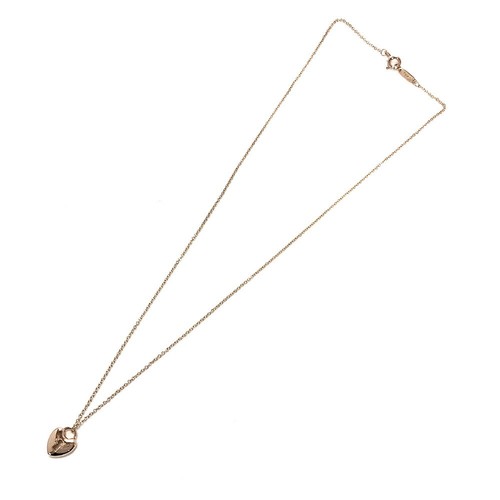 Tiffany & Co. Mini Keyhole Heart Lock Rose Gold 750 18k Necklace w/ Box Japan - Picture 4 of 10