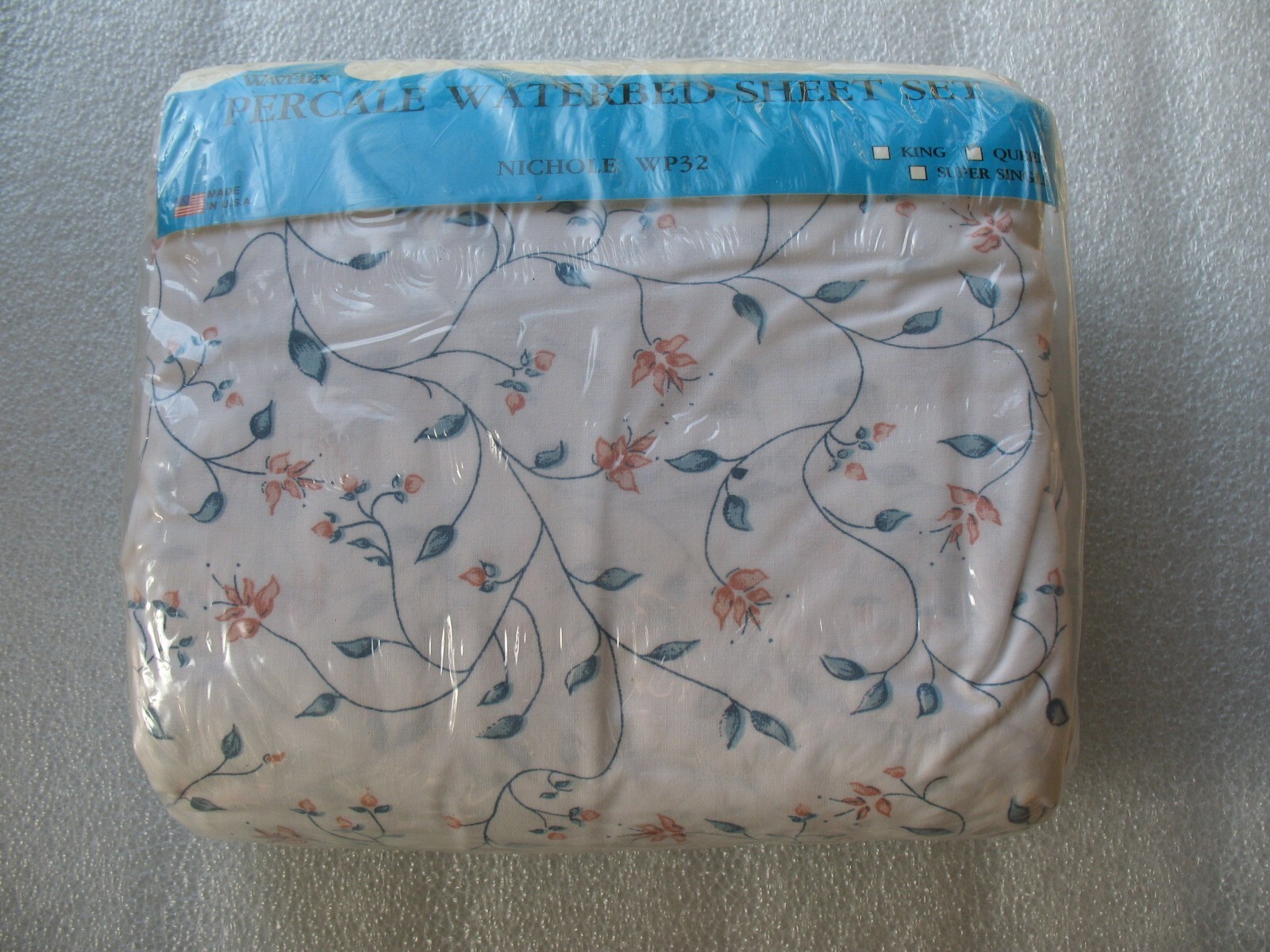 WAVETEX PERCALE WATERBED SHEET SET, QUEEN, NICHOLE WP32NEW eBay