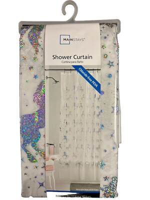 Mainstays Chloride Free PEVA Unicorn Sparkle 70'' X 72'' Shower Curtain