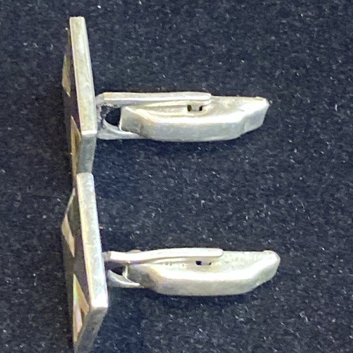 Vintage STERLING Silver 925 Mexico ABALONE Shell CUFF LINKS Signed - Picture 9 of 14
