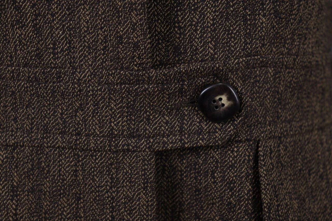 Giacca cappotto di lana KENZO JUNGLE marrone seno singolo bordato taglia 40 S