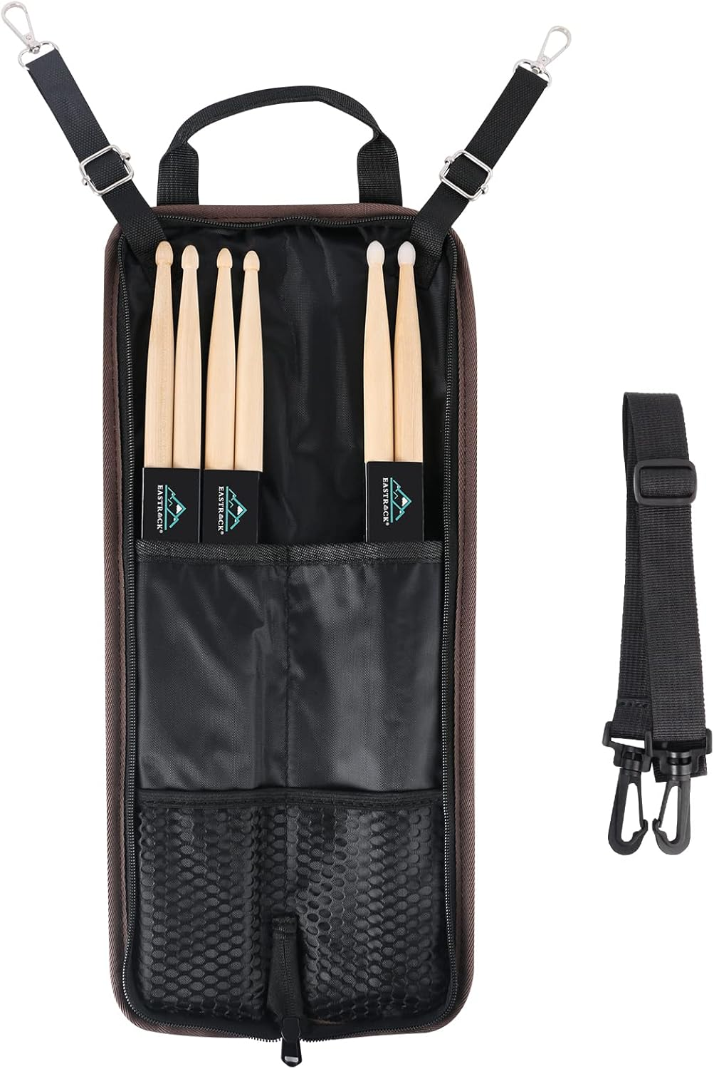 Drum Sticks Bag with 3 Pair Drumsticks, Drumstick Bag with Floor Tom Hook, Carry