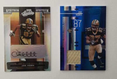 Joe Horn 2005 Absolute Spectrum Auto /100 & Leaf Cert Mirror Blue Game Used /50