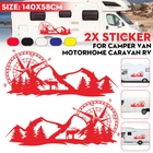 Car RV Truck Sticker Compass Tree Mountain Forest Decal Side Body Graphic 2PCS