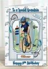 Personalised Boys Birthday Card Cyclist riding his bike Lovely verse on insert