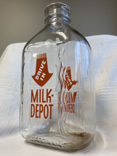 Vintage Half Gallon Milk Bottle Drive-In Milk Depot Fond Du Lac Wisconsin 1958