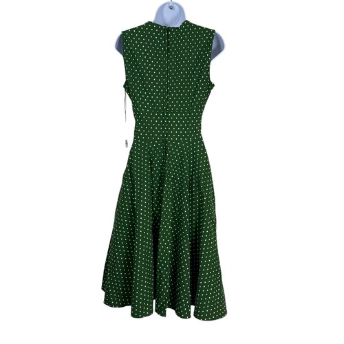 Unique Vintage Dress Women Small 4 Green White Polka Dot 1950s Pinup Retro - Picture 7 of 11