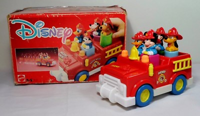 MATTEL DISNEY VTG 1989 MICKEY MOUSE & FRIENDS FIRE TRUCK MOTORIZED