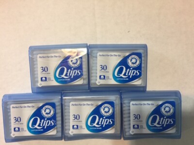 Pack of 5 ~ Q-tips Swabs Travel Pack ~ 30 Count, 