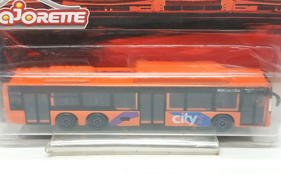 Majorette Man Lion's Bus - City Orange escala 1/110 (5,7") no pacote - Imagem 2 de 4