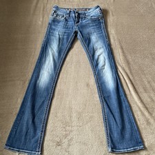 Rock Revival Jeans Women  s Elaina Boot Cut Bling Flap Pockets Stretch SIZE 26