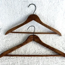 Vtg 1930s-1950s Wooden Hangers Mid-Century Made in USA Clothes Clothing Lot of 2