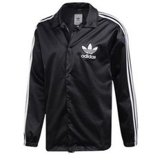  NWT ADIDAS ORIGINALS SATIN COACH MENS JACKET - BLACK - SIZE SMALL