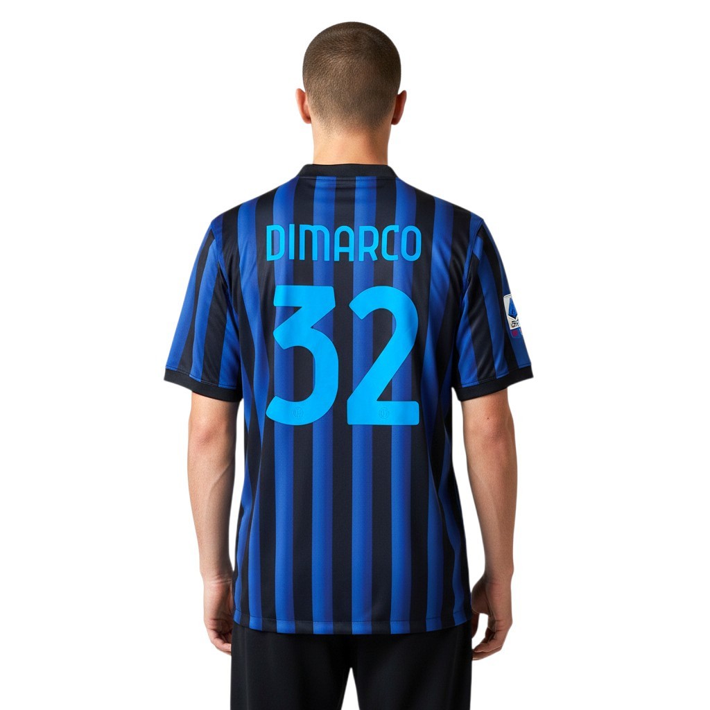 Maglia Ufficiale Dimarco 2025 – Home 2024 Per Adulto E Bambino, Replica Autorizzata Con Ologramma, 100% Poliestere