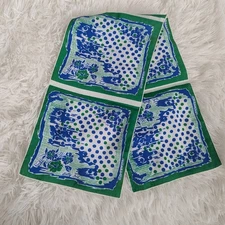 Vintage Frankie Welch Green White Blue Betty Ford Oblong Scarf