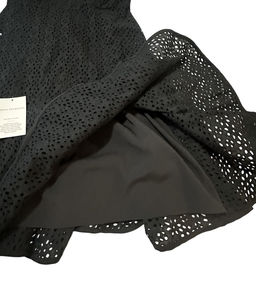 Needle & Thread Black Eyelet Floral Broderie Mini Dress, Size US 0, NWT ...