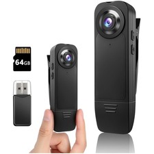 1080P Körperkamera mit 64GB-Karte, Body Cam mit Audio und Videoaufzeichnung, ...