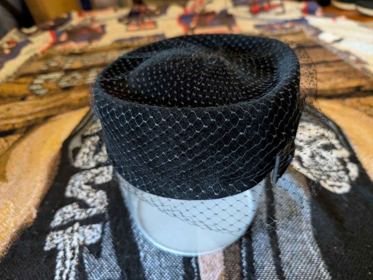 Vintage 60s Pillbox Hat Black Veil Mod Goth Old Money Cocktail A Pillbox hat is such a classic hat but it can be super  main image 3