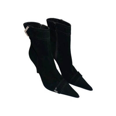 Casadei Ankle Black Suede Boots  Size 41 Made In Italy 