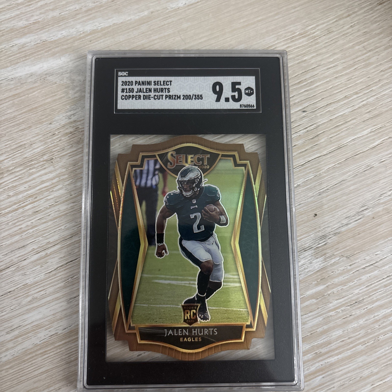 2020 Panini Select Premier Level Jalen Hurts #150 Copper Prizm Die-Cut 200/355