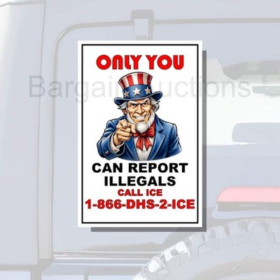 Uncle Sam ICE Printed & Laminated Window Decal Sticker