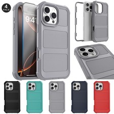 For iPhone 16 Plus Pro Pro Max 16e Dual Layers Case Rugged Cover/ Tempered Glass